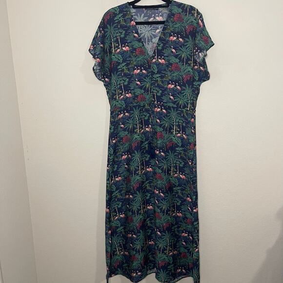 Vineyard Vines Textured Button Front Kaftan Dress Tropical Navy - Size XXS - Picture 4 of 8